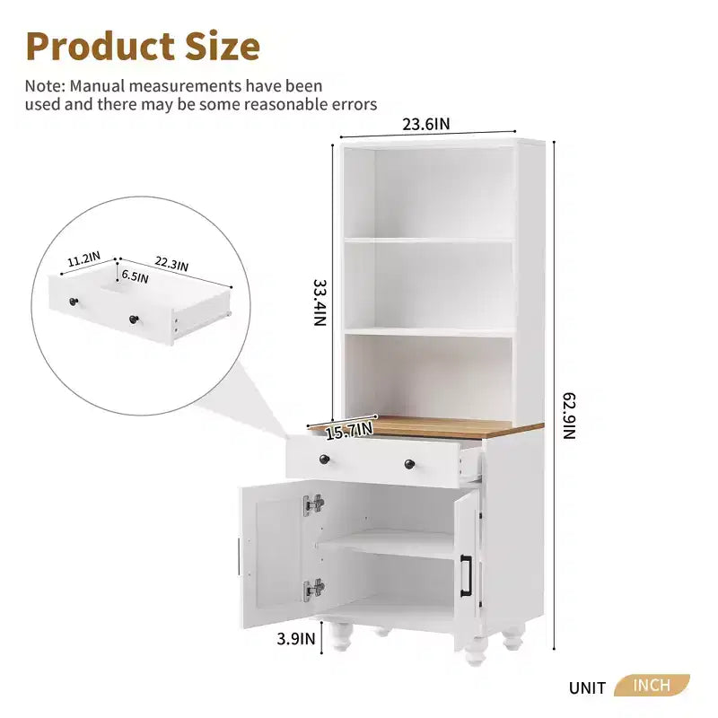 Mobiletto contenitore in stile rustico elegante con gambe in legno a forma di zucca e ripiani regolabili, perfetto per il soggiorno, bianco
