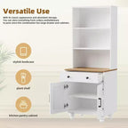 Mobiletto contenitore in stile rustico elegante con gambe in legno a forma di zucca e ripiani regolabili, perfetto per il soggiorno, bianco