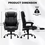 Sedia da Ufficio Ergonomica con Massaggio a 6 Punti e Reclinabile, Regolabile, in Similpelle, Supporta 180 kg, Perfetta per l'Ufficio Domestico