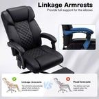 Sedia da Ufficio Ergonomica con Massaggio a 6 Punti e Reclinabile, Regolabile, in Similpelle, Supporta 180 kg, Perfetta per l'Ufficio Domestico