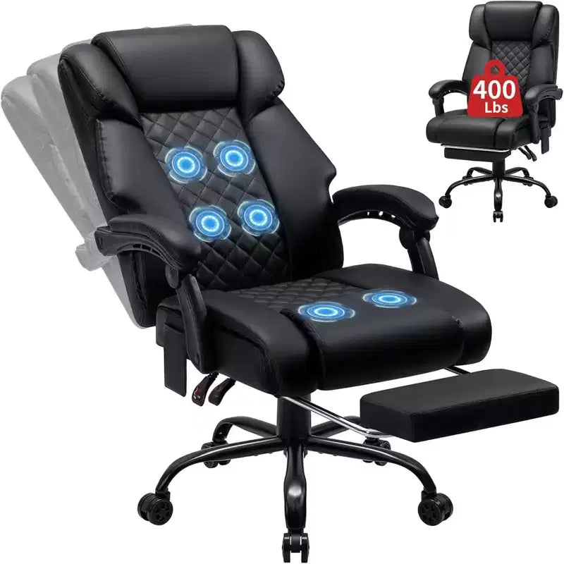 Sedia da Ufficio Ergonomica con Massaggio a 6 Punti e Reclinabile, Regolabile, in Similpelle, Supporta 180 kg, Perfetta per l'Ufficio Domestico