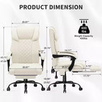 Sedia da Ufficio Ergonomica con Massaggio a 6 Punti e Reclinabile, Regolabile, in Similpelle, Supporta 180 kg, Perfetta per l'Ufficio Domestico