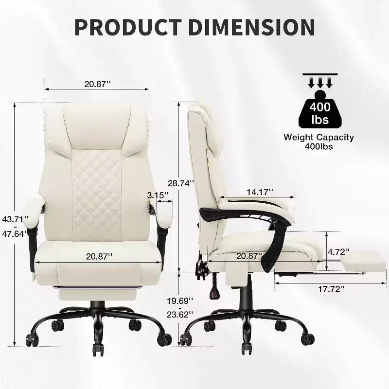Sedia da Ufficio Ergonomica con Massaggio a 6 Punti e Reclinabile, Regolabile, in Similpelle, Supporta 180 kg, Perfetta per l'Ufficio Domestico