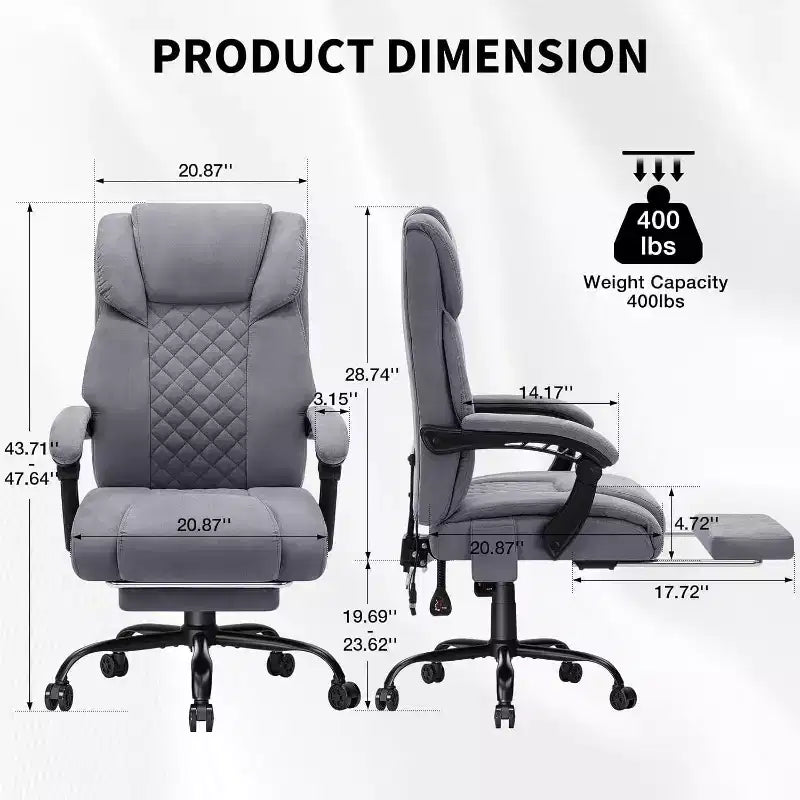 Sedia da Ufficio Ergonomica con Massaggio a 6 Punti e Reclinabile, Regolabile, in Similpelle, Supporta 180 kg, Perfetta per l'Ufficio Domestico