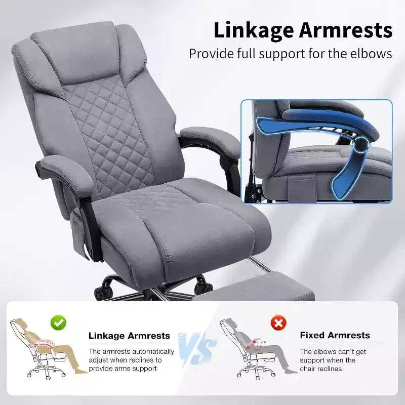 Sedia da Ufficio Ergonomica con Massaggio a 6 Punti e Reclinabile, Regolabile, in Similpelle, Supporta 180 kg, Perfetta per l'Ufficio Domestico