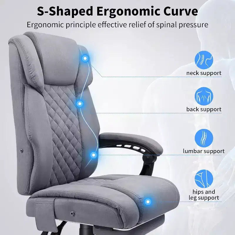 Sedia da Ufficio Ergonomica con Massaggio a 6 Punti e Reclinabile, Regolabile, in Similpelle, Supporta 180 kg, Perfetta per l'Ufficio Domestico