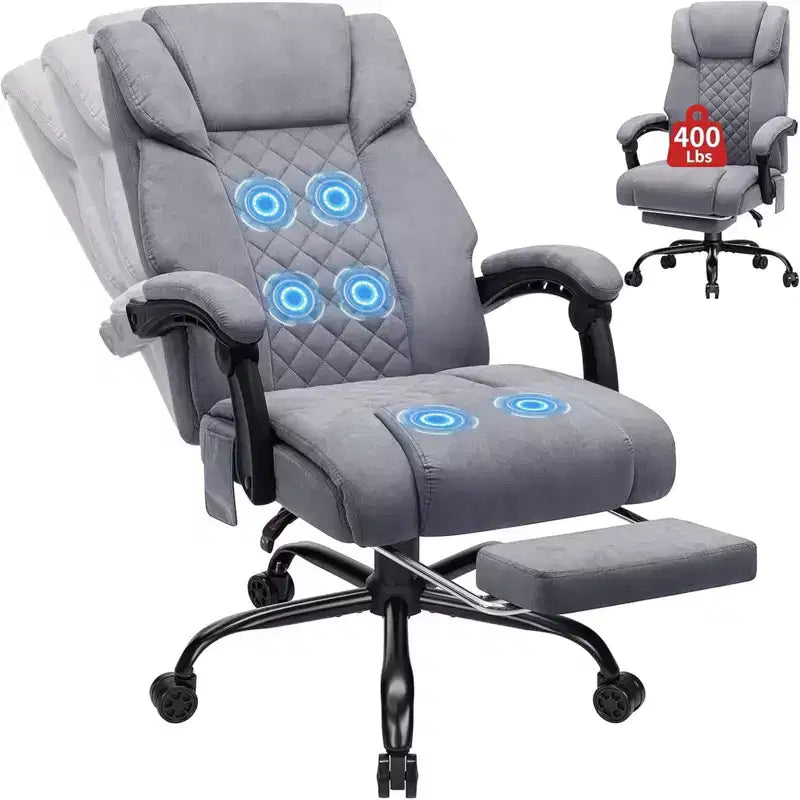 Sedia da Ufficio Ergonomica con Massaggio a 6 Punti e Reclinabile, Regolabile, in Similpelle, Supporta 180 kg, Perfetta per l'Ufficio Domestico