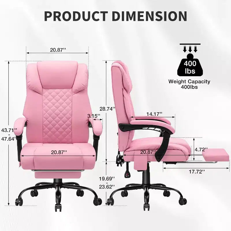 Sedia da Ufficio Ergonomica con Massaggio a 6 Punti e Reclinabile, Regolabile, in Similpelle, Supporta 180 kg, Perfetta per l'Ufficio Domestico