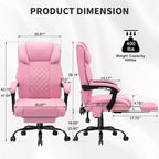 Sedia da Ufficio Ergonomica con Massaggio a 6 Punti e Reclinabile, Regolabile, in Similpelle, Supporta 180 kg, Perfetta per l'Ufficio Domestico