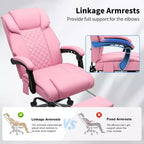 Sedia da Ufficio Ergonomica con Massaggio a 6 Punti e Reclinabile, Regolabile, in Similpelle, Supporta 180 kg, Perfetta per l'Ufficio Domestico