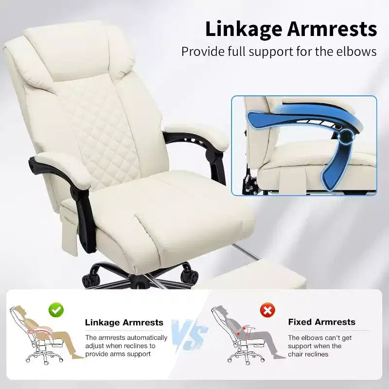 Sedia da Ufficio Ergonomica con Massaggio a 6 Punti e Reclinabile, Regolabile, in Similpelle, Supporta 180 kg, Perfetta per l'Ufficio Domestico