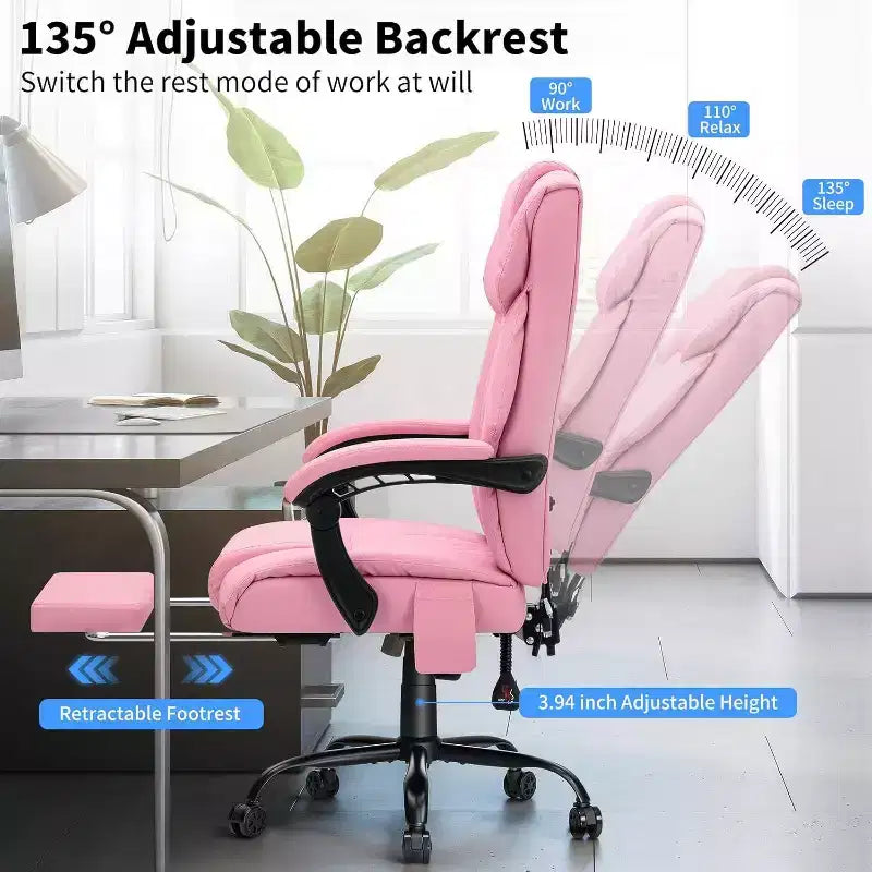 Sedia da Ufficio Ergonomica con Massaggio a 6 Punti e Reclinabile, Regolabile, in Similpelle, Supporta 180 kg, Perfetta per l'Ufficio Domestico