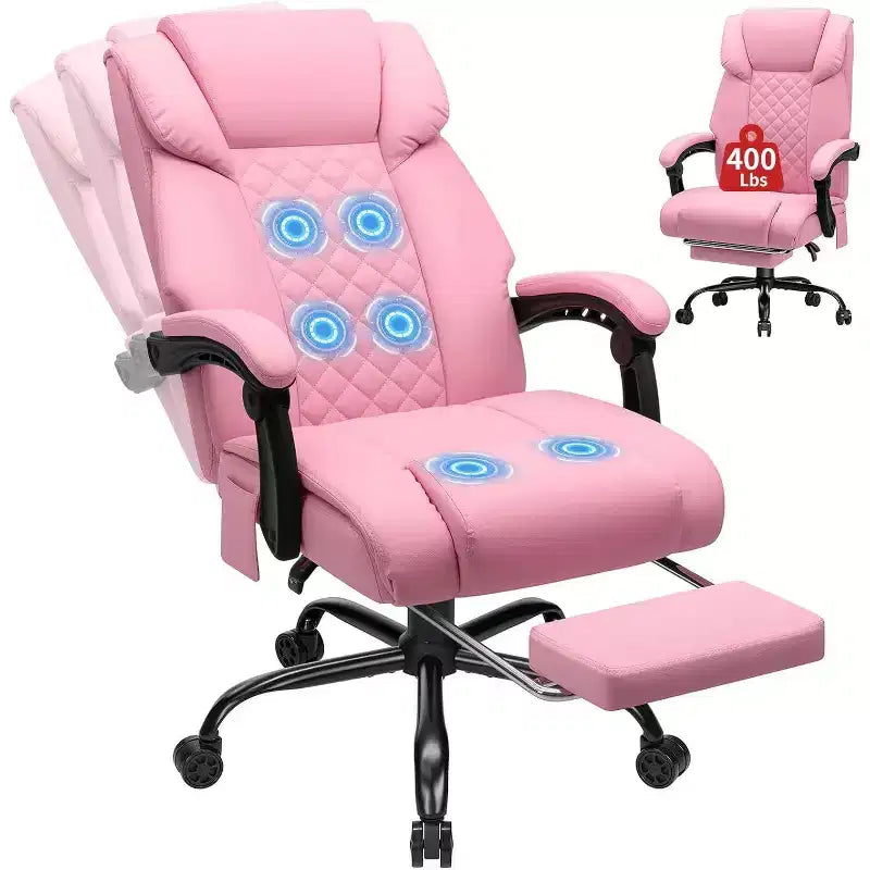 Sedia da Ufficio Ergonomica con Massaggio a 6 Punti e Reclinabile, Regolabile, in Similpelle, Supporta 180 kg, Perfetta per l'Ufficio Domestico