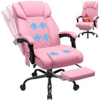 Sedia da Ufficio Ergonomica con Massaggio a 6 Punti e Reclinabile, Regolabile, in Similpelle, Supporta 180 kg, Perfetta per l'Ufficio Domestico