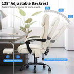 Sedia da Ufficio Ergonomica con Massaggio a 6 Punti e Reclinabile, Regolabile, in Similpelle, Supporta 180 kg, Perfetta per l'Ufficio Domestico
