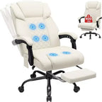 Sedia da Ufficio Ergonomica con Massaggio a 6 Punti e Reclinabile, Regolabile, in Similpelle, Supporta 180 kg, Perfetta per l'Ufficio Domestico