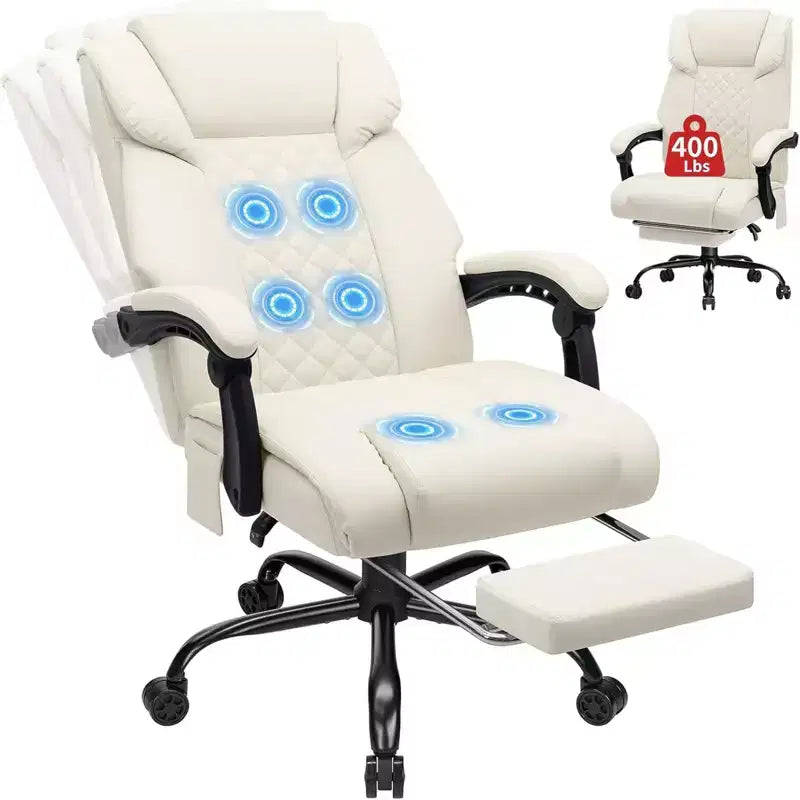 Sedia da Ufficio Ergonomica con Massaggio a 6 Punti e Reclinabile, Regolabile, in Similpelle, Supporta 180 kg, Perfetta per l'Ufficio Domestico