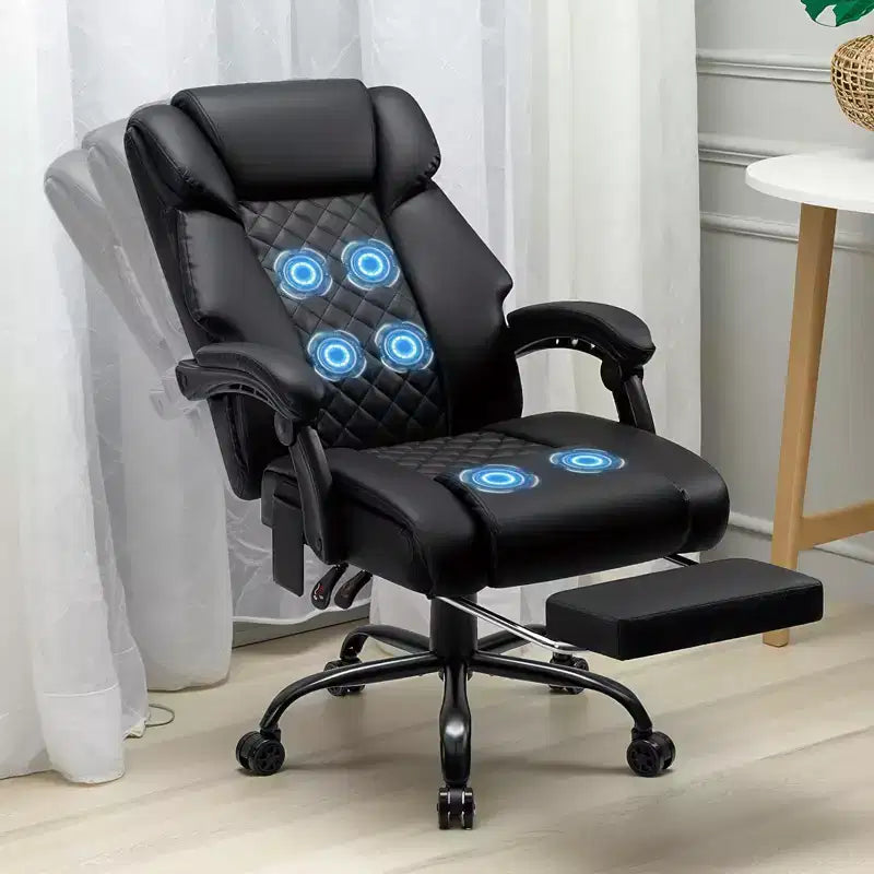 Sedia da Ufficio Ergonomica con Massaggio a 6 Punti e Reclinabile, Regolabile, in Similpelle, Supporta 180 kg, Perfetta per l'Ufficio Domestico