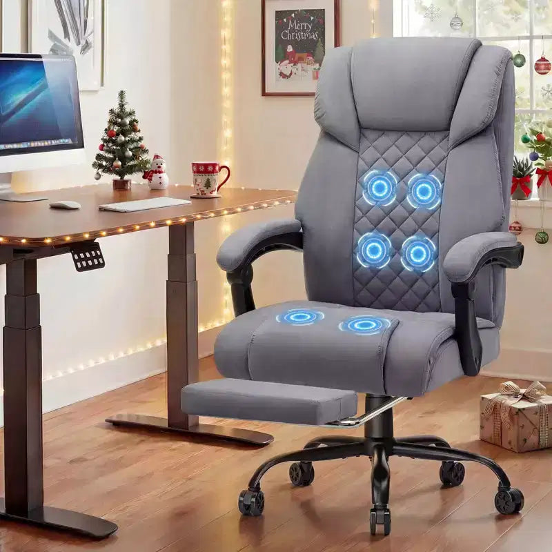 Sedia da Ufficio Ergonomica con Massaggio a 6 Punti e Reclinabile, Regolabile, in Similpelle, Supporta 180 kg, Perfetta per l'Ufficio Domestico