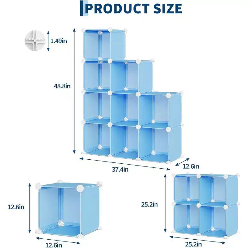 Organizzatore portaoggetti in PVC a 9 cubi, Scaffale modulare di facile montaggio per camera da letto e soggiorno, Blu