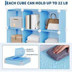 Organizzatore portaoggetti in PVC a 9 cubi, Scaffale modulare di facile montaggio per camera da letto e soggiorno, Blu