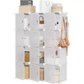3-Column 8-Tier Shoe Rack Organizer, Space-Saving Storage for Entryway & Closet, Gray