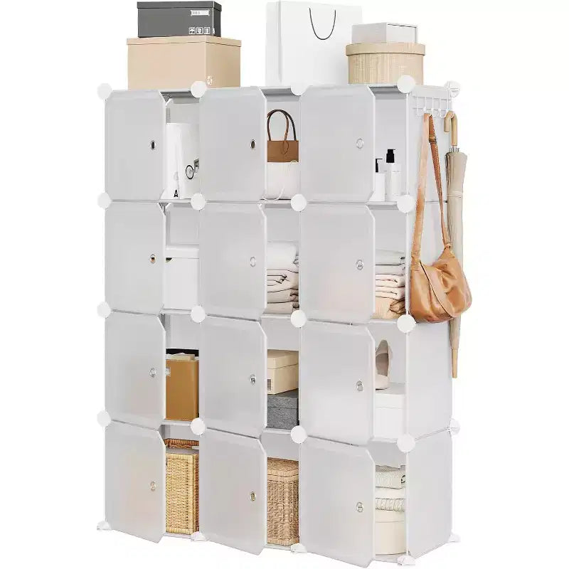 Detachable 8-Tier Shoe Rack, 32-Pair Expandable Organizer with Door for Entryway & Bedroom, Gray