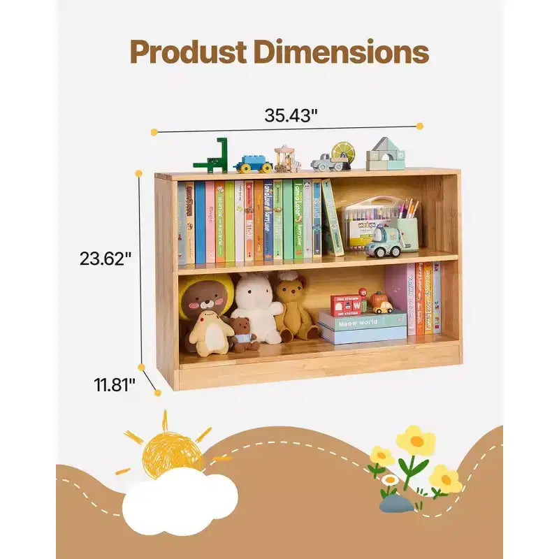 35 Libreria Montessori a 2 Livelli con Contenitore Giocattoli per Camera da Letto, Asilo Nido, Soggiorno, Ingresso, Scuola Materna, Marrone