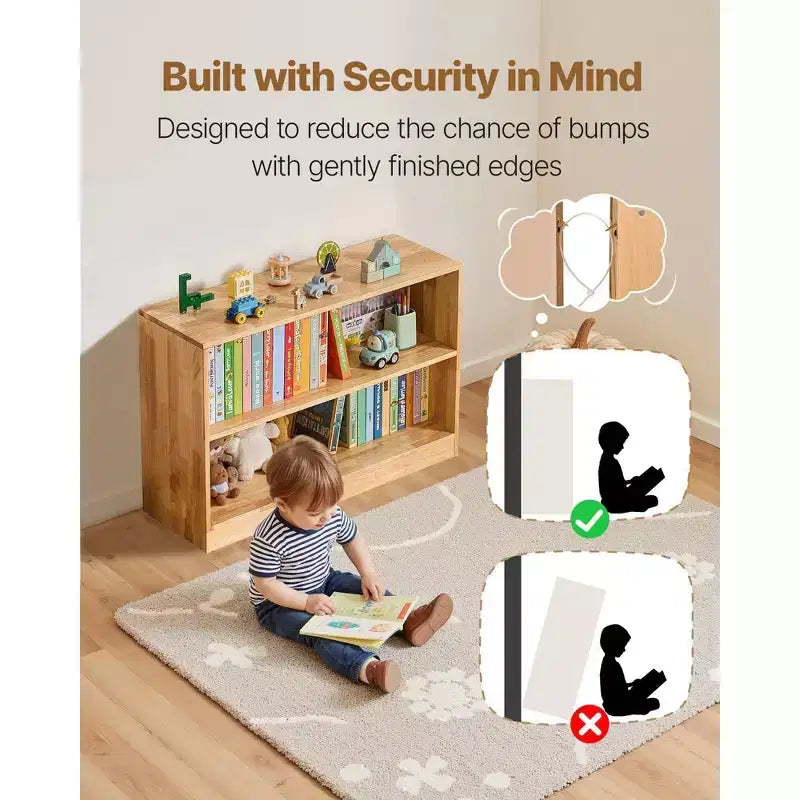 35 Libreria Montessori a 2 Livelli con Contenitore Giocattoli per Camera da Letto, Asilo Nido, Soggiorno, Ingresso, Scuola Materna, Marrone