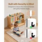 35 Libreria Montessori a 2 Livelli con Contenitore Giocattoli per Camera da Letto, Asilo Nido, Soggiorno, Ingresso, Scuola Materna, Marrone