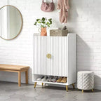 Scarpiera da 71 cm, scarpiera moderna, sette ripiani con ripiani regolabili, finitura effetto legno, design con porta girevole, bianca