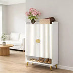 Scarpiera da 71 cm, scarpiera moderna, sette ripiani con ripiani regolabili, finitura effetto legno, design con porta girevole, bianca