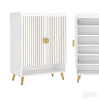 Scarpiera da 71 cm, scarpiera moderna, sette ripiani con ripiani regolabili, finitura effetto legno, design con porta girevole, bianca