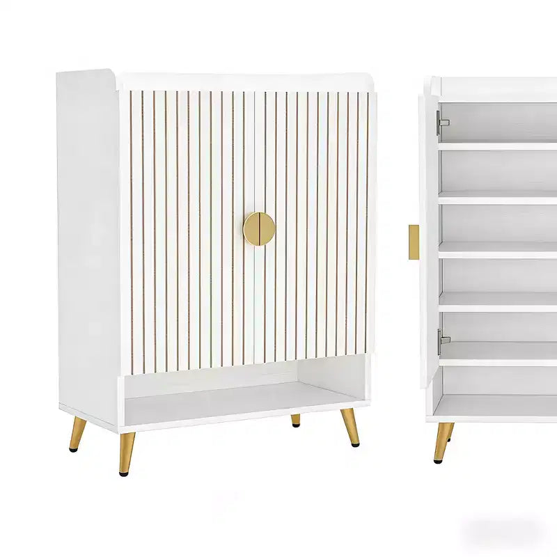 Scarpiera da 71 cm, scarpiera moderna, sette ripiani con ripiani regolabili, finitura effetto legno, design con porta girevole, bianca